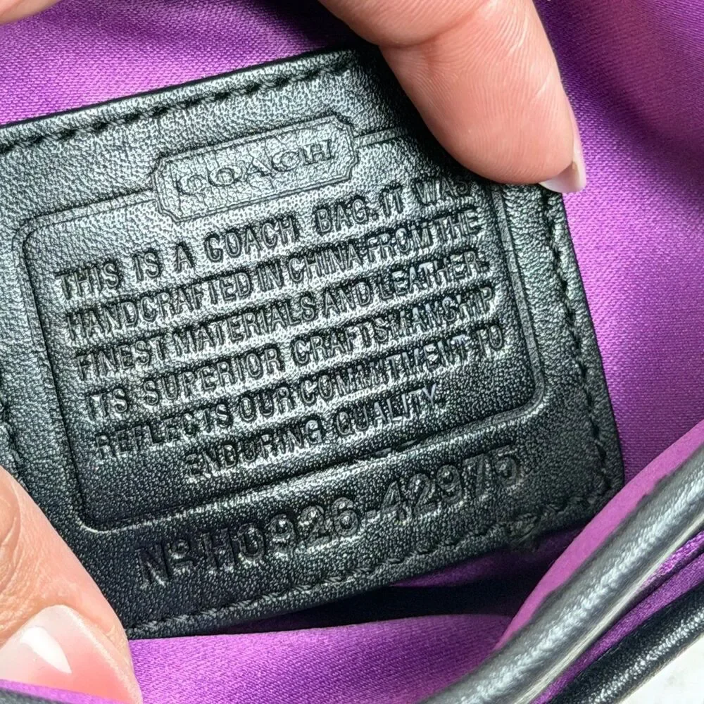 Authentic COACH Black Embossed Leather Op Art Crossbody Flight Bag